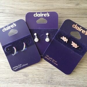Claire's Sterling Silver and Rose Gold Earring Trio